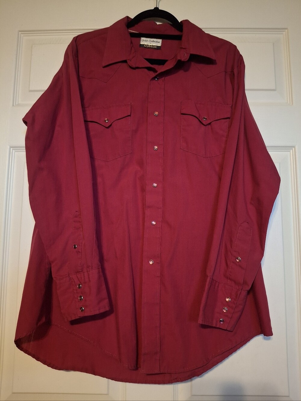 KARMAN Men's Dark Red Long-Sleeve Western Shirt